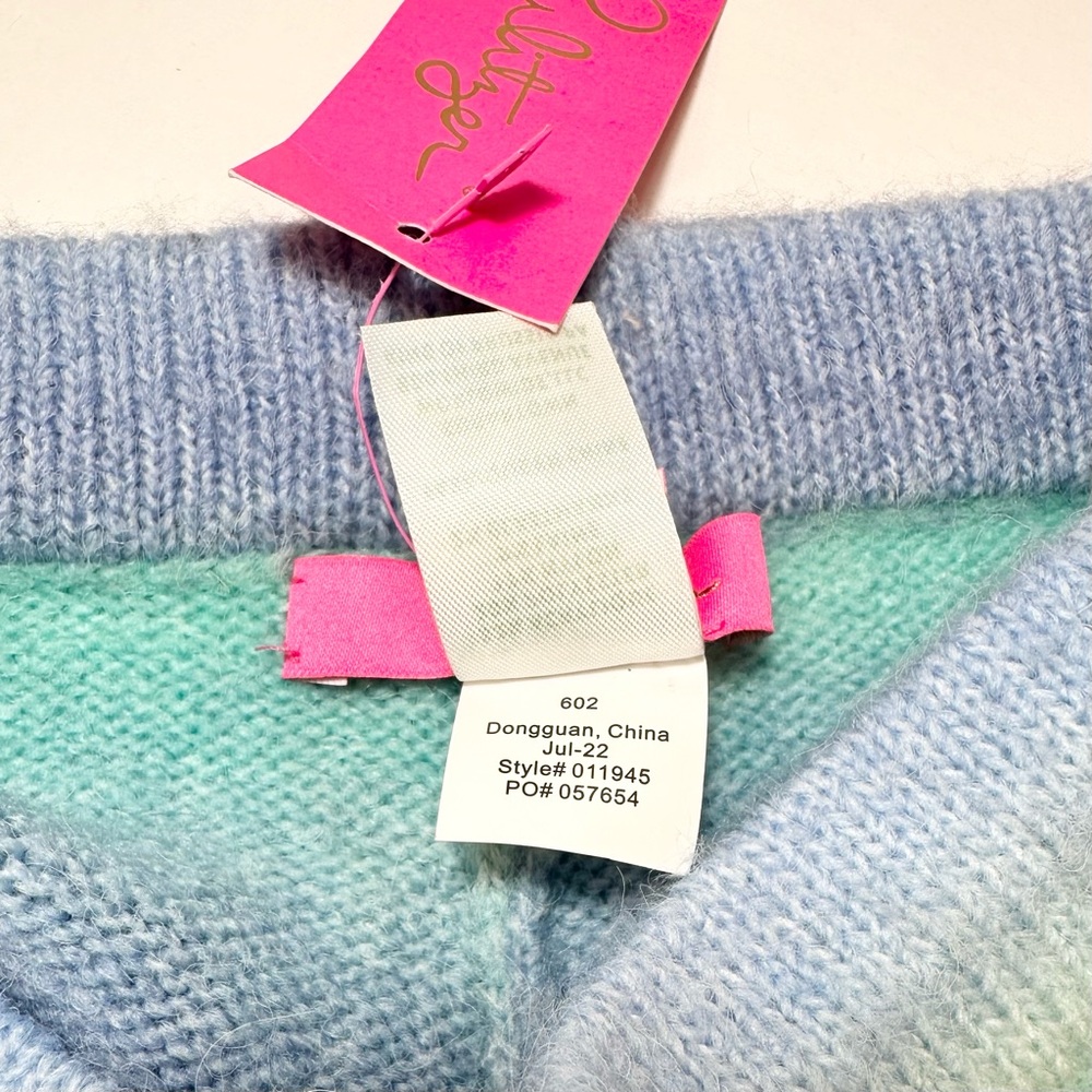 Lilly Pulitzer Wanetta Sweater Short, Surf Blue Spacedye, XXS - Picture 16 of 16